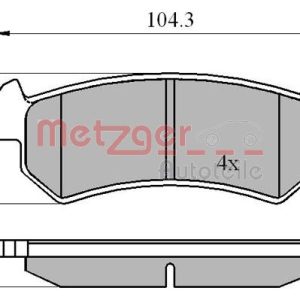 Placute frana CHEVROLET LACETTI (J200) 1.4 16V benzina 95 cai METZGER 1170869