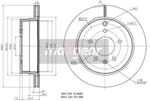 Disc frana CHEVROLET CAPTIVA Van (C100) VCDi diesel 126 cai MAXGEAR 19-2370
