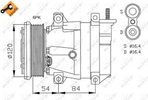 Compresor climatizare CHEVROLET LACETTI combi (J200) 1.6 LPG Benzina/Autogaz (GPL) 109 cai NRF 32484