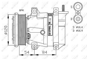 Compresor climatizare CHEVROLET NUBIRA combi 1.6 LPG Benzina/Autogaz (GPL) 109 cai NRF 32484G
