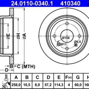 Disc frana CHEVROLET LACETTI combi (J200) 1.8 benzina 121 cai ATE 24.0110-0340.1