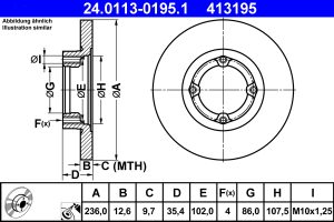 Disc frana CHEVROLET MATIZ (M200, M250) 1.0 benzina 67 cai ATE 24.0113-0195.1