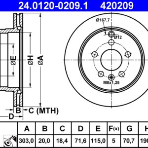 Disc frana CHEVROLET CAPTIVA SPORT 2.4 benzina 136 cai ATE 24.0120-0209.1