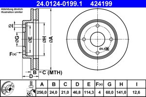 Disc frana CHEVROLET LACETTI combi (J200) 1.8 benzina 121 cai ATE 24.0124-0199.1