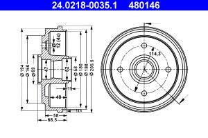 Tambur frana CHEVROLET MATIZ (M200, M250) 0.8 benzina 50 cai ATE 24.0218-0035.1