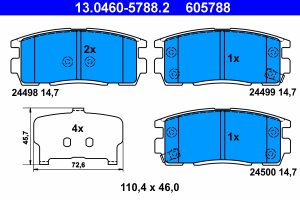 Placute frana CHEVROLET CAPTIVA Van (C100) VCDi diesel 126 cai ATE 13.0460-5788.2