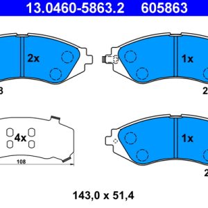 Placute frana CHEVROLET LACETTI (J200) 2.0 D diesel 121 cai ATE 13.0460-5863.2