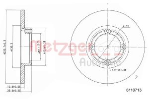 Disc frana CHEVROLET MATIZ (M200, M250) 0.8 LPG Benzina/Autogaz (GPL) 52 cai METZGER 6110713