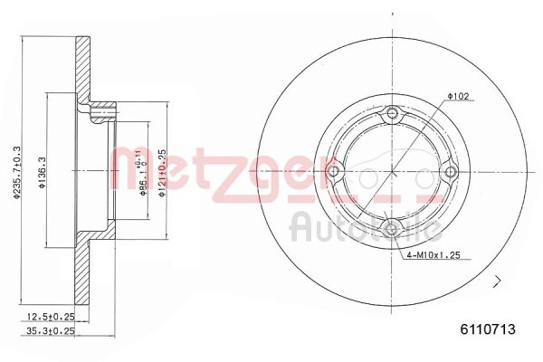 Disc frana CHEVROLET MATIZ (M200, M250) 0.8 LPG Benzina/Autogaz (GPL) 52 cai METZGER 6110713