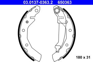 Set saboti frana CHEVROLET MATIZ (M200, M250) 1.0 LPG Benzina/Autogaz (GPL) 67 cai ATE 03.0137-0363.2