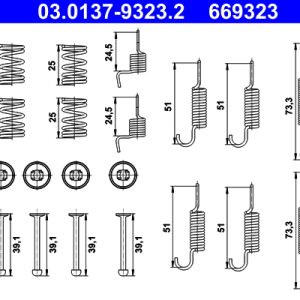 Set accesorii saboti frana parcare CHEVROLET LACETTI (J200) 2.0 D diesel 121 cai ATE 03.0137-9323.2