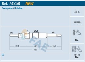 Bujie incandescenta CHEVROLET LACETTI (J200) 2.0 D diesel 121 cai FAE 74258