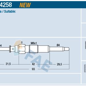 Bujie incandescenta CHEVROLET LACETTI (J200) 2.0 D diesel 121 cai FAE 74258