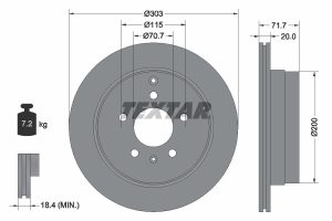 Disc frana CHEVROLET CAPTIVA Van (C100) VCDi diesel 126 cai TEXTAR 92165503