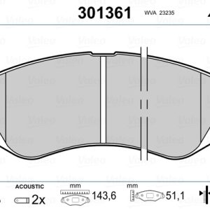Placute frana CHEVROLET LACETTI combi (J200) 1.6 LPG Benzina/Autogaz (GPL) 109 cai VALEO 301361