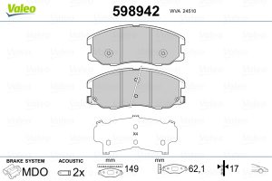 Placute frana CHEVROLET CAPTIVA Van (C100) VCDi tractiune integrala diesel 150 cai VALEO 598942