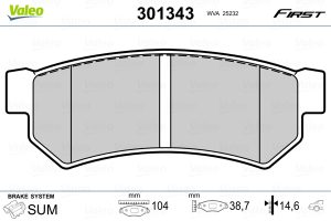 Placute frana CHEVROLET LACETTI combi (J200) 1.6 LPG Benzina/Autogaz (GPL) 109 cai VALEO 301343