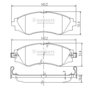 Placute frana CHEVROLET LACETTI combi (J200) 1.6 LPG Benzina/Autogaz (GPL) 109 cai NIPPARTS J3600902