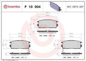 Placute frana CHEVROLET CAPTIVA Van (C100) VCDi diesel 126 cai BREMBO P 10 004