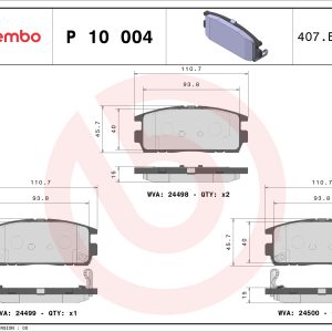 Placute frana CHEVROLET CAPTIVA Van (C100) VCDi diesel 126 cai BREMBO P 10 004