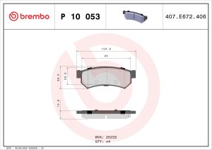 Placute frana CHEVROLET LACETTI combi (J200) 1.6 LPG Benzina/Autogaz (GPL) 109 cai BREMBO P 10 053