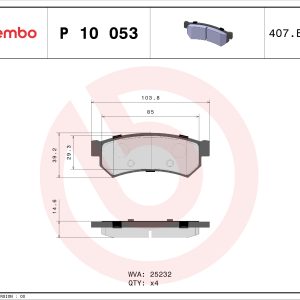 Placute frana CHEVROLET LACETTI combi (J200) 1.6 LPG Benzina/Autogaz (GPL) 109 cai BREMBO P 10 053