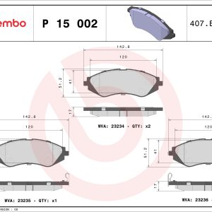 Placute frana CHEVROLET LACETTI combi (J200) 1.6 LPG Benzina/Autogaz (GPL) 109 cai BREMBO P 15 002