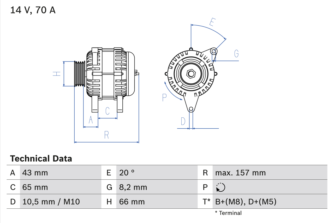 Alternator CITROEN JUMPY I (U6U_) 1.9 TD diesel 90 cai BOSCH 0 986 038 740