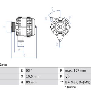 Alternator CITROEN BERLINGO / BERLINGO FIRST microbus (MF_, GJK_, GFK_) 1.9 D (MFDJY) diesel 68 cai BOSCH 0 986 039 760