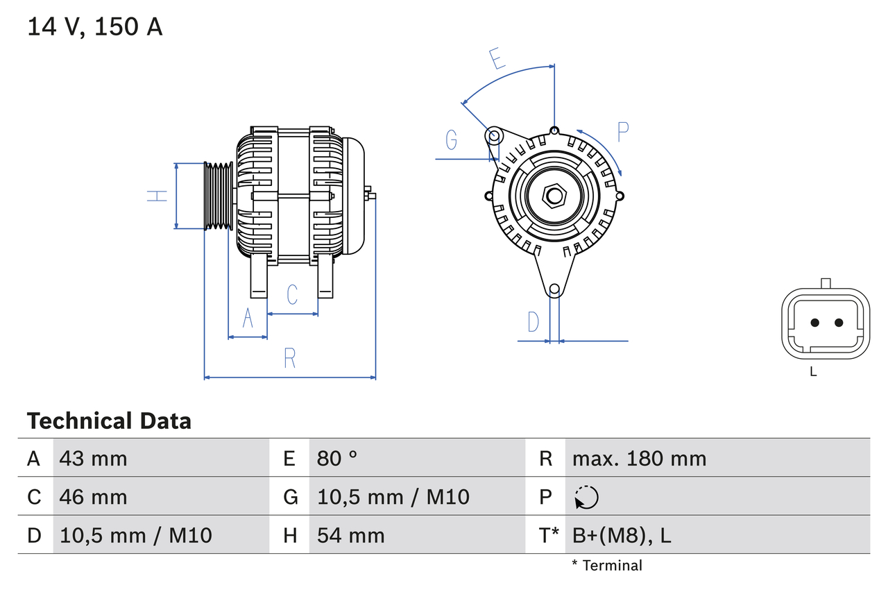 Alternator CITROEN JUMPY II (VF7) 2.0 HDi 120 diesel 120 cai BOSCH 0 986 046 240