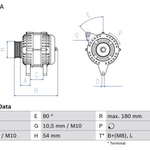 Alternator CITROEN JUMPY II caroserie 2.0 HDi 140 diesel 136 cai BOSCH 0 986 046 240