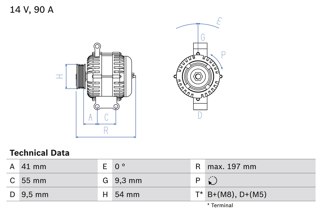Alternator CITROEN NEMO Autoutilitara/limuzina spatioasa (AA_) 1.3 HDi 75 diesel 75 cai BOSCH 0 986 048 771