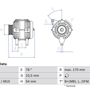 Alternator CITROEN BERLINGO / BERLINGO FIRST microbus (MF_, GJK_, GFK_) 1.4 bivalent Benzina/Gaz metan (GNC) 65 cai BOSCH 0 986 049 410