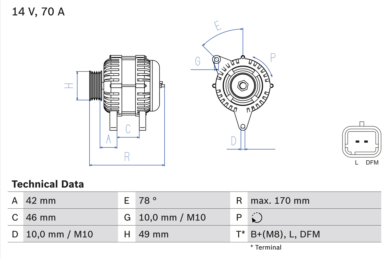 Alternator CITROEN C2 (JM_) 1.4 benzina 75 cai BOSCH 0 986 049 690