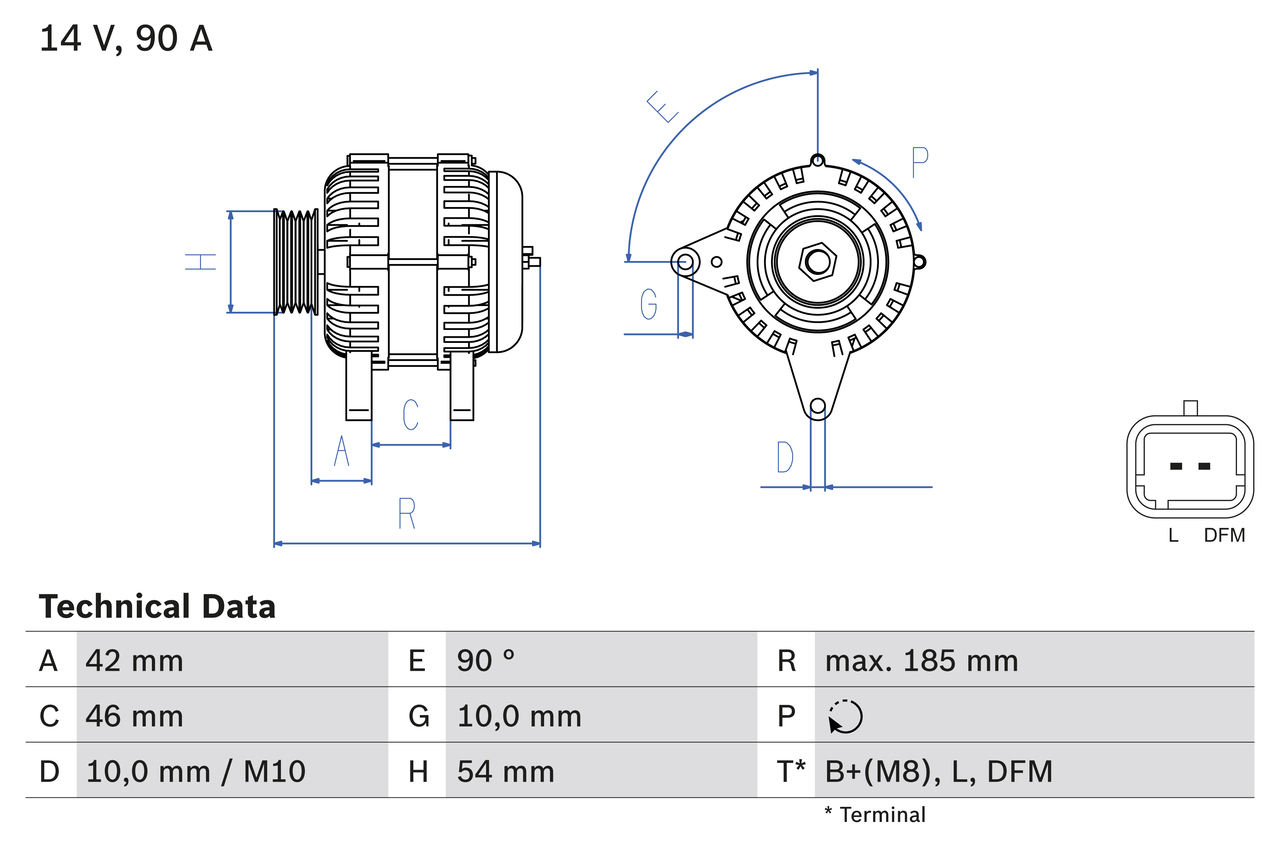 Alternator CITROEN JUMPY II caroserie 1.6 HDi 90 16V diesel 90 cai BOSCH 0 986 080 190
