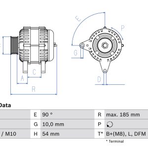 Alternator CITROEN BERLINGO MULTISPACE (B9) 1.6 HDi 75 16V diesel 75 cai BOSCH 0 986 080 190