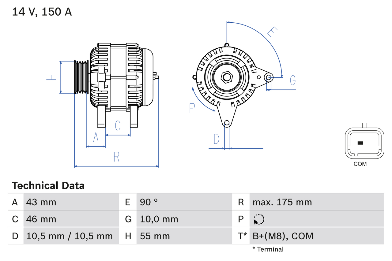 Alternator CITROEN DS5 2.0 HDi 135 diesel 136 cai BOSCH 0 986 082 240