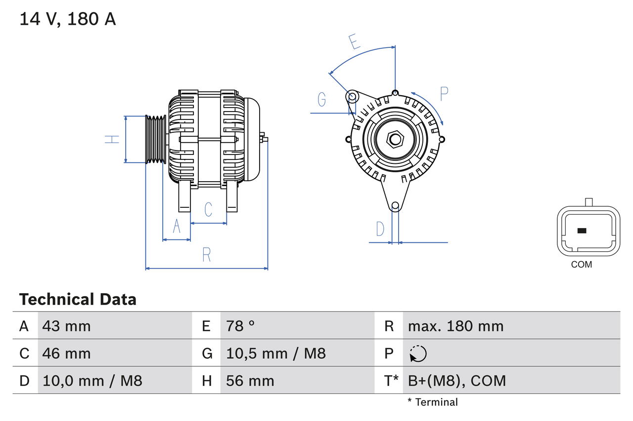 Alternator CITROEN C5 III (RD_) 2.2 HDi 200 (RD4HLA) diesel 204 cai BOSCH 0 986 082 510