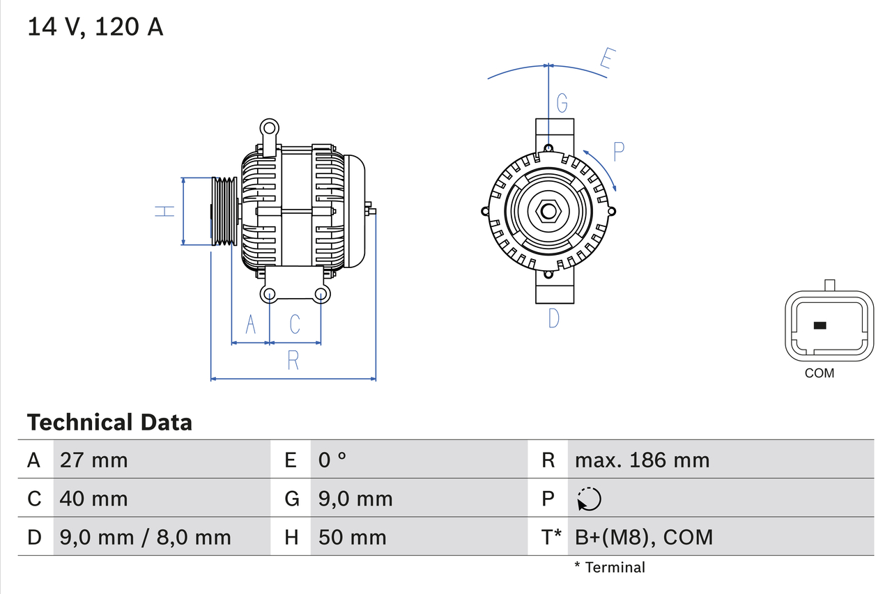Alternator CITROEN C3 II (SC_) 1.4 VTi 95 benzina 95 cai BOSCH 0 986 082 570