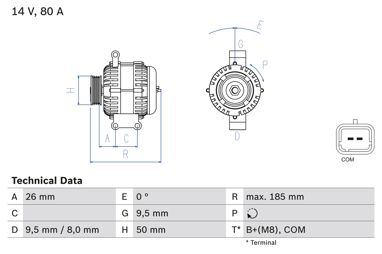Alternator CITROEN C4 cupe (LA_) 1.6 VTi 120 benzina 120 cai BOSCH 0 986 082 880