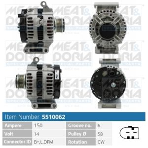 Alternator CITROEN JUMPER II platou / sasiu 2.2 HDi 120 diesel 120 cai MEAT DORIA 5510062