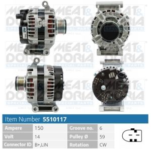 Alternator CITROEN JUMPER II caroserie 2.2 HDi 130 diesel 130 cai MEAT DORIA 5510117