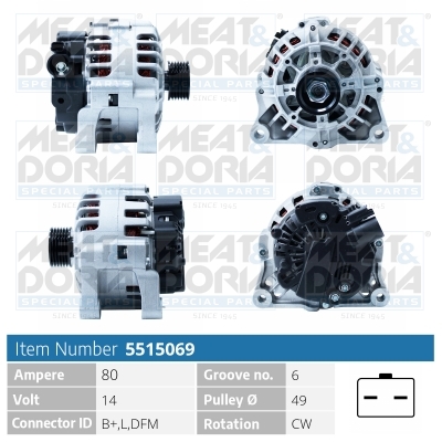 Alternator CITROEN C3 Pluriel (HB_) 1.6 benzina 109 cai MEAT DORIA 5515069