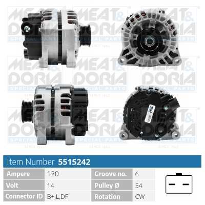 Alternator CITROEN BERLINGO MULTISPACE (B9) 1.6 benzina 90 cai MEAT DORIA 5515242
