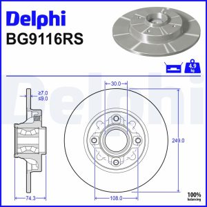 Disc frana DELPHI BG9116RS – CITROEN | AutoRival