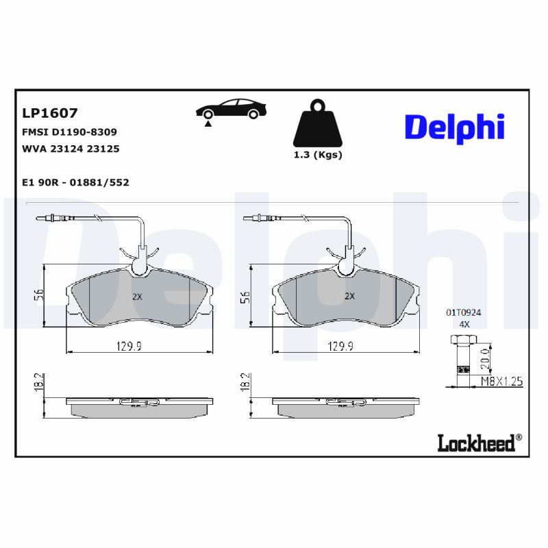 Set placute frana DELPHI LP1607 – CITROEN | AutoRival