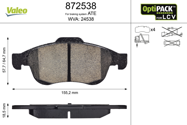 Set placute frana VALEO 872538