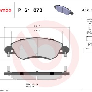 Set placute frana BREMBO P 61 070