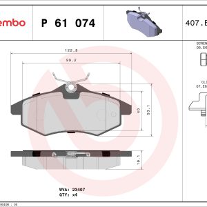 Set placute frana BREMBO P 61 074