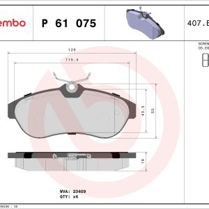 Set placute frana BREMBO P 61 075X